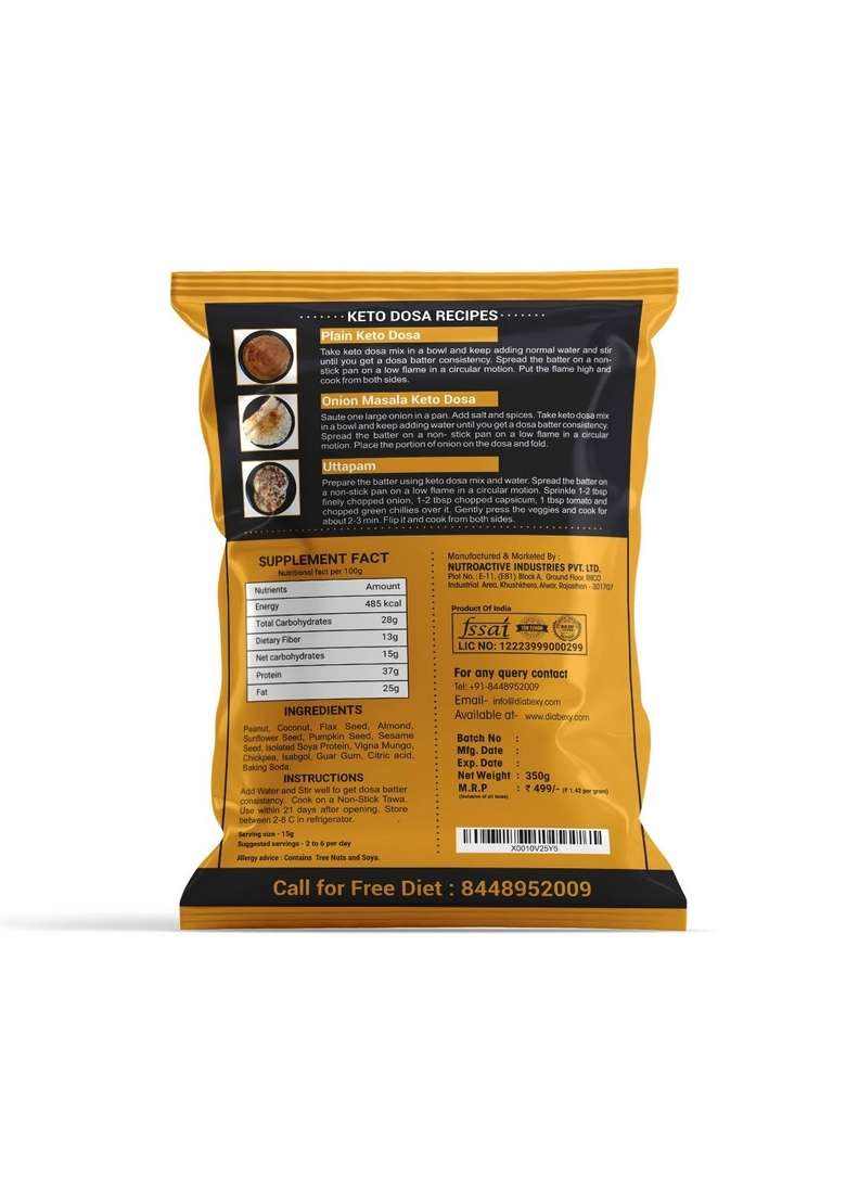 Nutroactive Keto Dosa Mix, Low Carb Gluten Free - 350 Gm - Indya