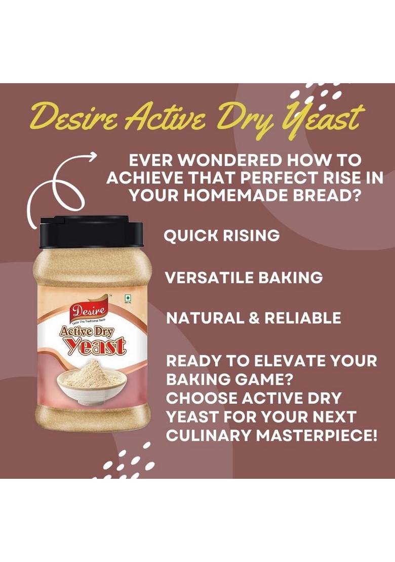 Desire Baker'S Active Dry Yeast 500G |Instant For Baking Bread, Pizza Dough, Cakes & More