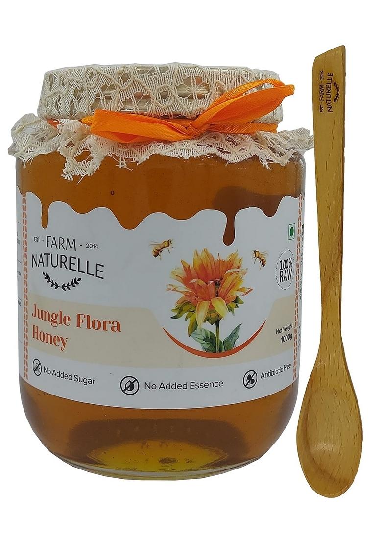 Farm Naturelle Raw Jungle Honey 1Kg| Glass Bottle | 100% Pure Unprocessed & Natural Ayurvedic Rich In Vitamins And Minerals Helps Boost Immunity