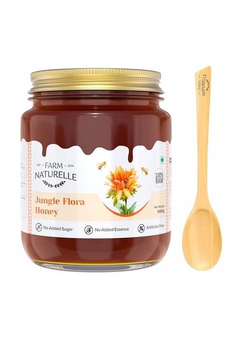 Farm Naturelle Raw Jungle Honey 1Kg| Glass Bottle | 100% Pure Unprocessed & Natural Ayurvedic Rich In Vitamins And Minerals Helps Boost Immunity