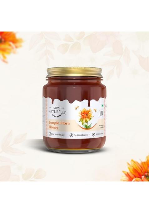 Farm Naturelle Raw Jungle Honey 1Kg| Glass Bottle | 100% Pure Unprocessed & Natural Ayurvedic Rich In Vitamins And Minerals Helps Boost Immunity