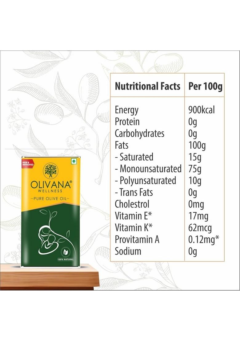 Olivana Natural Olive Oil, Tin, 500 Ml