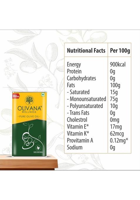 Olivana Natural Olive Oil, Tin, 500 Ml