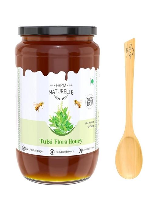 Farm Naturelle Raw Tulsi Honey 1500G| Glass Bottle | 100% Pure Unprocessed & Natural Ayurvedic Rich In Vitamins And Minerals Helps Boost Immunity