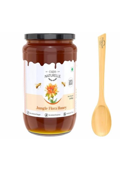 Farm Naturelle Naturelle-Jungle Flower Wild Forest Honey | 100% Pure 1450 Gm And A Wooden Spoon Raw Natural Un-Processed - Un-Heated With Lab Tested.