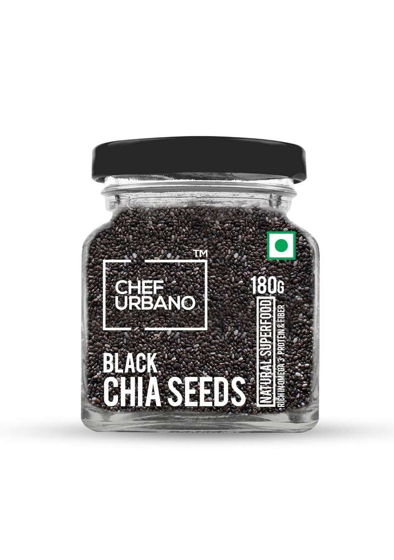 Chef Urbano Chia Seeds 180 Gms- Non-Gmo And Fibre Rich | Omega-3 For Eating Healthy Snacks - Indya