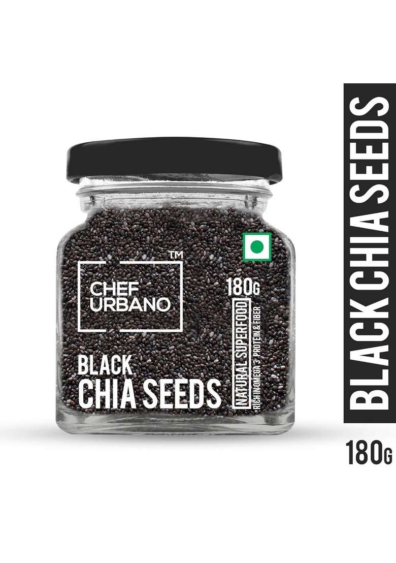 Chef Urbano Chia Seeds 180 Gms- Non-Gmo And Fibre Rich | Omega-3 For Eating Healthy Snacks - Indya