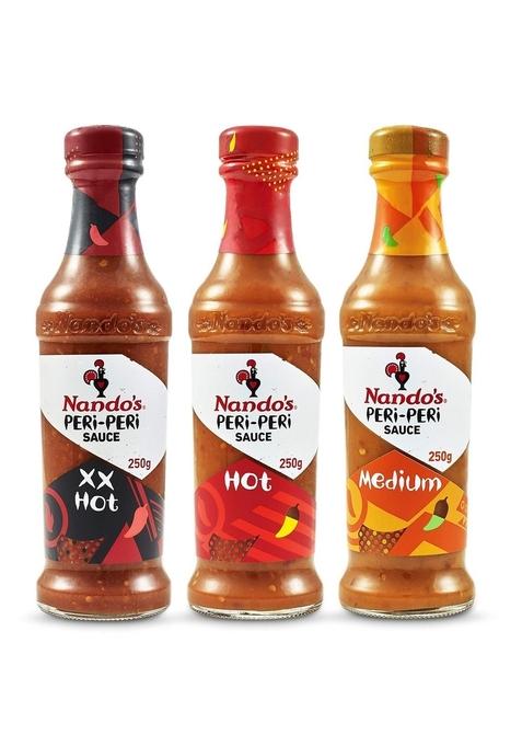 Nando'S Peri Chilli Sauce - Xx Hot & Medium 250 G Pack Of 1 Each
