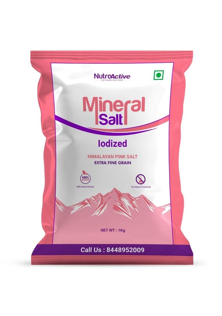 Nutroactive Mineralsalt Iodized Himalayan Pink Rock Salt Extra Fine Grain 1 Kg