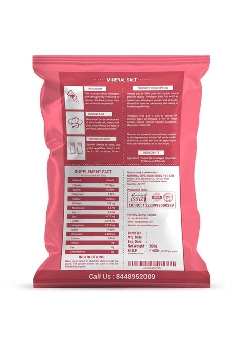 Nutroactive Mineralsalt Low Sodium Himalayan Rock Pink Salt Extra Fine Grain 200G