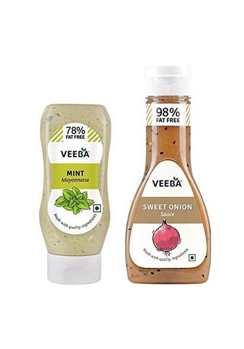 Veeba Mint Mayonnaise, 300G With Sweet Onion, 350G - Pack Of 2