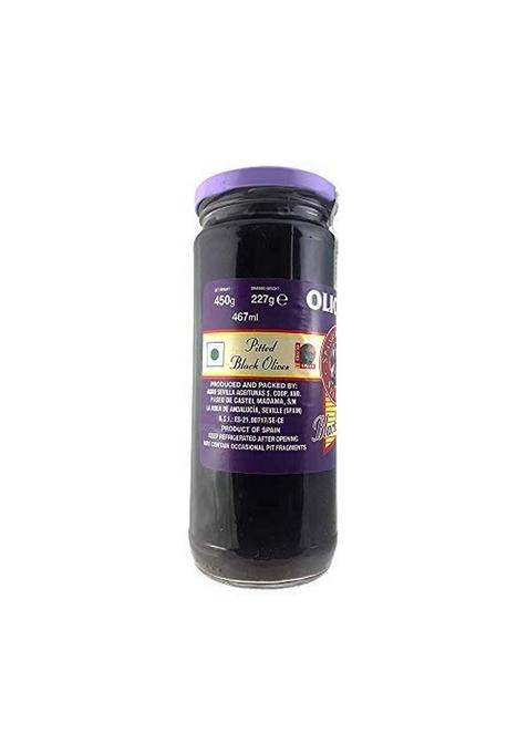 Olicoop Black Pitted Olive, 450G, Combo Pack Of 2, Product Spain, For Authentic Taste In Cooking, Snacking, Pizzas Toppings Or Italian Pastas Ingredient