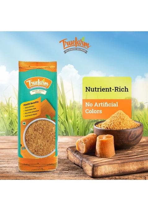 Truefarm Organic Jaggery Powder | Sourced From Himalayan Foothills Healthy Substitute For Refined Sugar Jaggery/Gud/Bella/Vellam Tea No Big Lumps Pack Of 2 (500G Each)