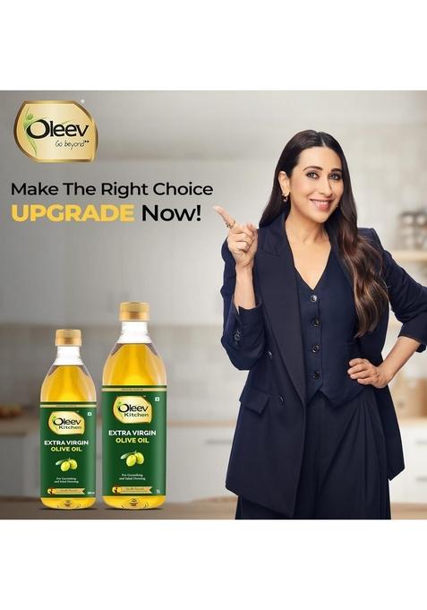 Oleev Extra Virgin Olive Oil, For Garnishing And Salad Dressing, 1L Pet Bottle