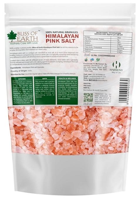 Bliss Of Earth 500 Gm Granular Pakistani Himalayan Pink Salt Non Iodized For Weight Loss & Healthy Cooking, Natural Substitute White