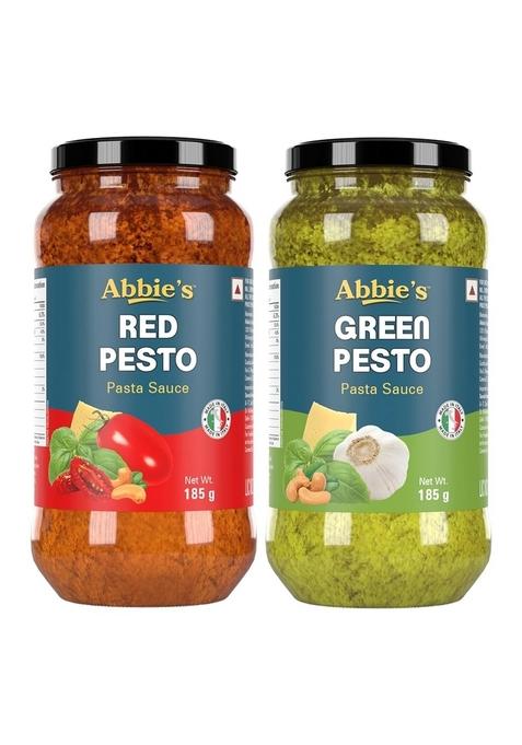 Abbie'S Pesto Sauce Green And Red Chilli Pesto) 380 G (190 X 2 Units) | Prepare From Fresh Ingredients Ideal For Topping , Marinating Dressing Garnishing More No Added Colors Preservatives