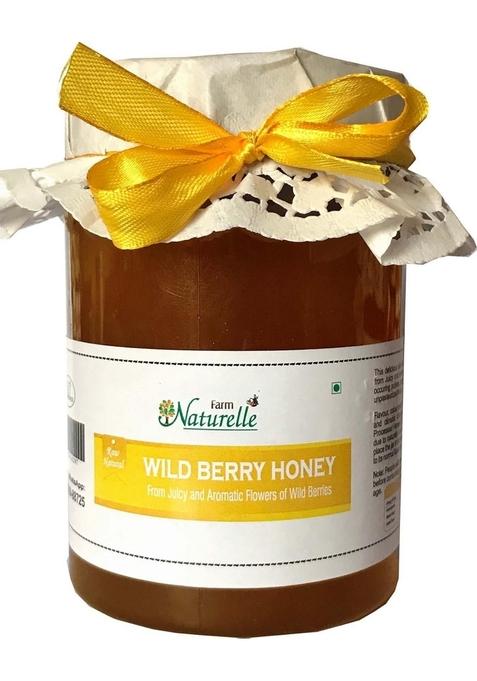 Farm Naturelle - Wild Berry Flora Honey 1Kg | 100% Pure, Raw, Natural, Unprocessed & Unheated Includes 850G + 150G Extra With A Wooden Spoon Lab-Tested In Glass Bottle
