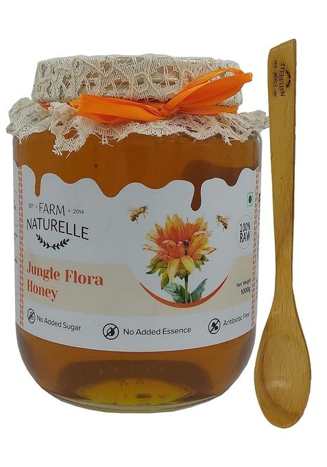 Farm Naturelle Jungle Flower Wild Forest Honey 1.15 Kg|100% Pure | Raw & Unfiltered|Unprocessed|Lab Tested In Glass Jar With Engraved Virgin Wooden Spoon
