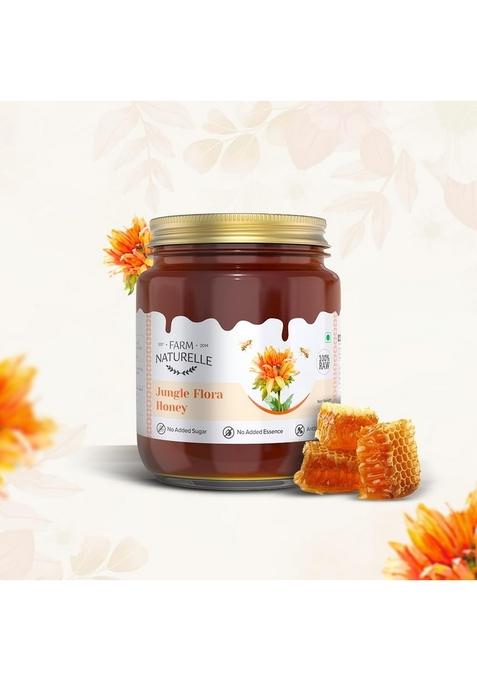 Farm Naturelle Jungle Flower Wild Forest Honey 1.15 Kg|100% Pure | Raw & Unfiltered|Unprocessed|Lab Tested In Glass Jar With Engraved Virgin Wooden Spoon