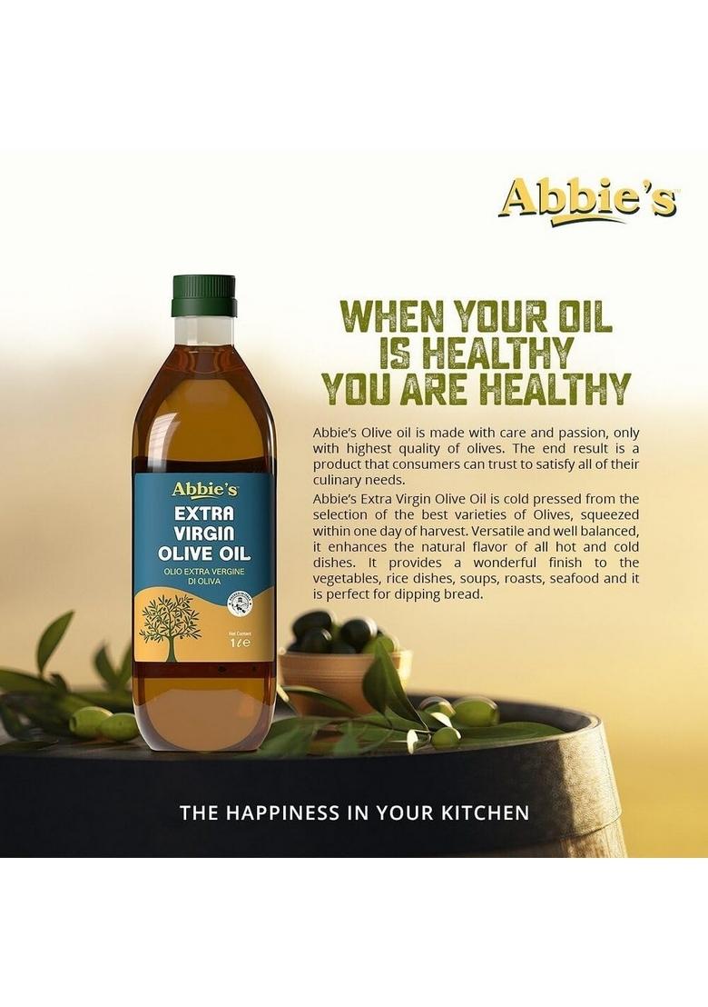 Abbie'S Extra Virgin Olive Oil Perfect For Cooking And Salad Dressing Packed In Italy | Rich Taste Premium & Light Healthy Choice 1 Liter (Pack Of 1)