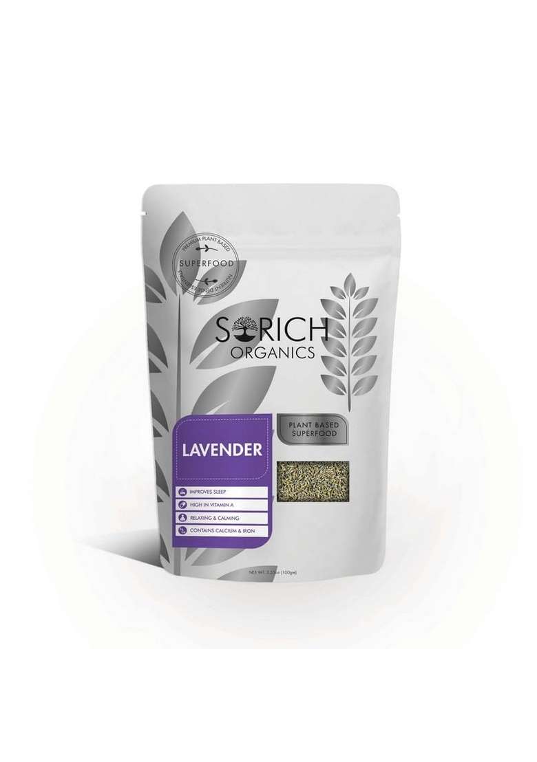 Sorich Organics Lavender Calming Tea 30Gm | Soothing Herbal Chai Relieves Anxiety & Stress Promotes Restful Sleep Relaxation Caffeine-Free Natural Mood Booster - Indya