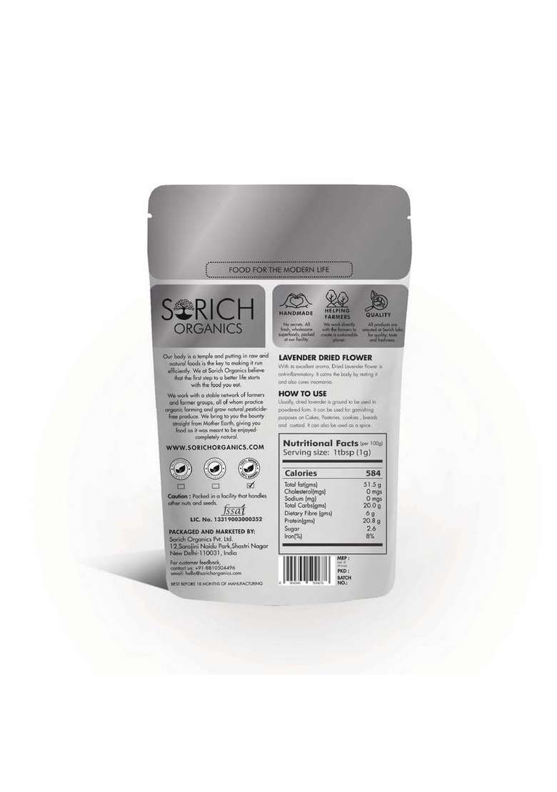 Sorich Organics Lavender Calming Tea 30Gm | Soothing Herbal Chai Relieves Anxiety & Stress Promotes Restful Sleep Relaxation Caffeine-Free Natural Mood Booster - Indya