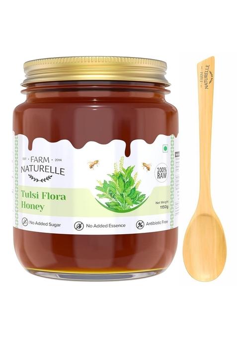 Farm Naturelle Naturelle-Vana Tulsi Forest Flower Honey|1000G+150Gm Extra And A Wooden Spoon| 100% Natural| Ayurved Raw Natural Unprocessed, Unfiltered, Unpasteurized, Lab Tested Honey In Glass Bottle.
