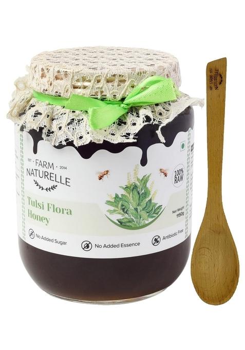 Farm Naturelle Naturelle-Vana Tulsi Forest Flower Honey|1000G+150Gm Extra And A Wooden Spoon| 100% Natural| Ayurved Raw Natural Unprocessed, Unfiltered, Unpasteurized, Lab Tested Honey In Glass Bottle.