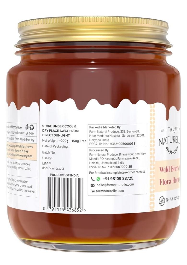 Farm Naturelle Naturelle-Wild Berry (Sidr) Flora Honey |1000Gm+150Gm Extra And A Wooden Spoon|100% Pure, Raw Natural Un-Processed