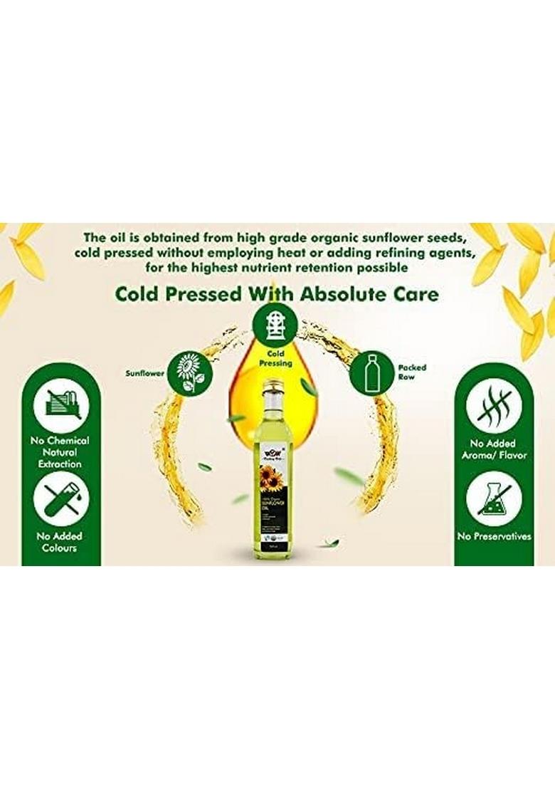 Wow Cooking Oils Certified Organic Virgin Cold Pressed Sunflower Oil 425 Ml