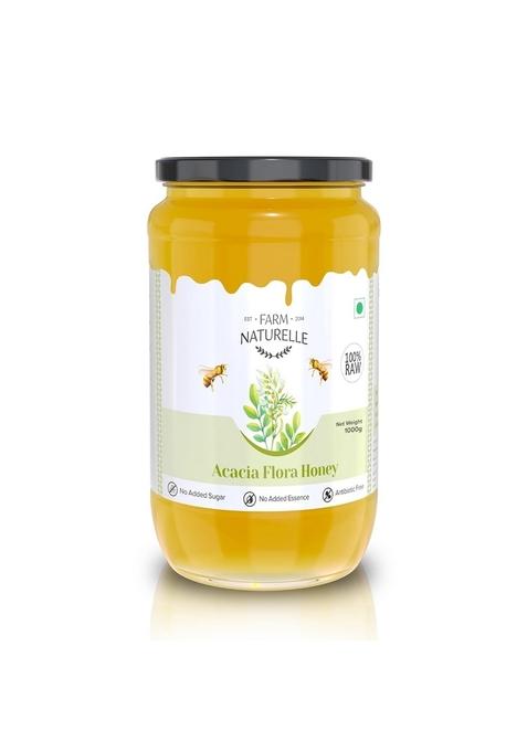 Farm Naturelle Naturelle-Acacia Flower Wild Forest Honey |1Kg Extra And A Wooden Spoon| 100% Pure Honey, Raw