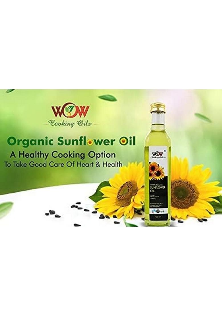 Wow Cooking Oils Organic Sun Flower Oil, 1L