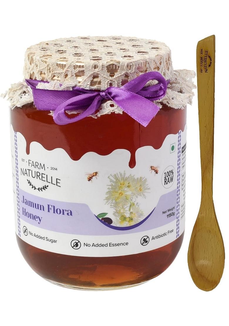 Farm Naturelle Naturelle-Jamun Flower Wild Forest Honey| 100% Pure Honey|1000G+150Gm Extra And A Wooden Spoon|Raw Natural Un-Processed