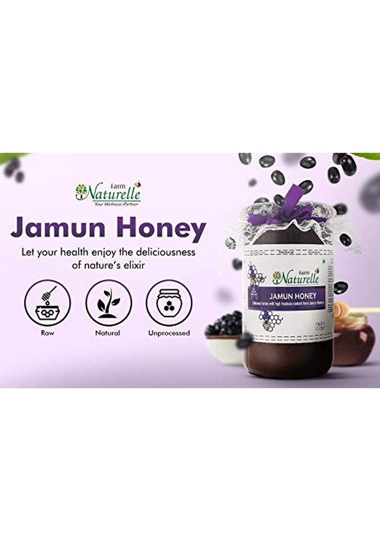 Farm Naturelle Naturelle-Jamun Flower Wild Forest Honey| 100% Pure Honey|1000G+150Gm Extra And A Wooden Spoon|Raw Natural Un-Processed