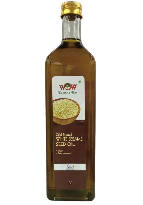 Wow Cooking Oils Certified Virgin Cold Pressed White Sesame Seeds Oil 1000 Ml (1 Ltr -Glass Bottle) With Free 2 Varieties Raw Forest Honey