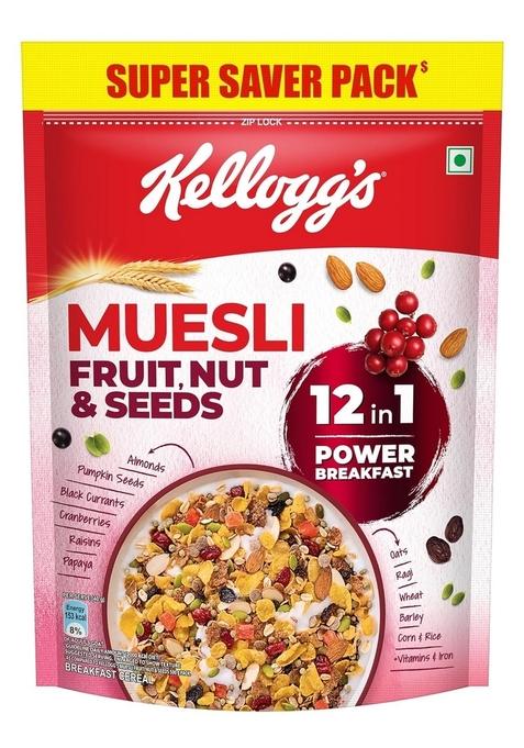 Kellogg'S Muesli Fruit Nut & Seeds 750G | 12-In-1 Power Breakfast India'S No. 1 Multigrain Cereal