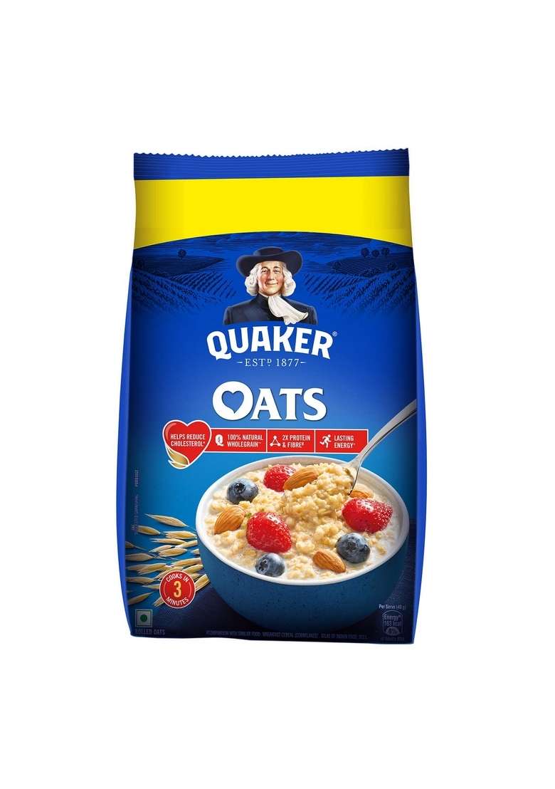 Quaker Oats 1Kg, Rolled Natural Wholegrain, Nutritious Breakfast Cereals, Dalia Porridge, Easy To Cook, Honey - Indya