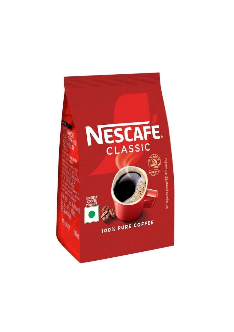 Nescafe Classic Instant Coffee Powder | Great Start To Your Morning 100% Pure 200G Pouch - Indya