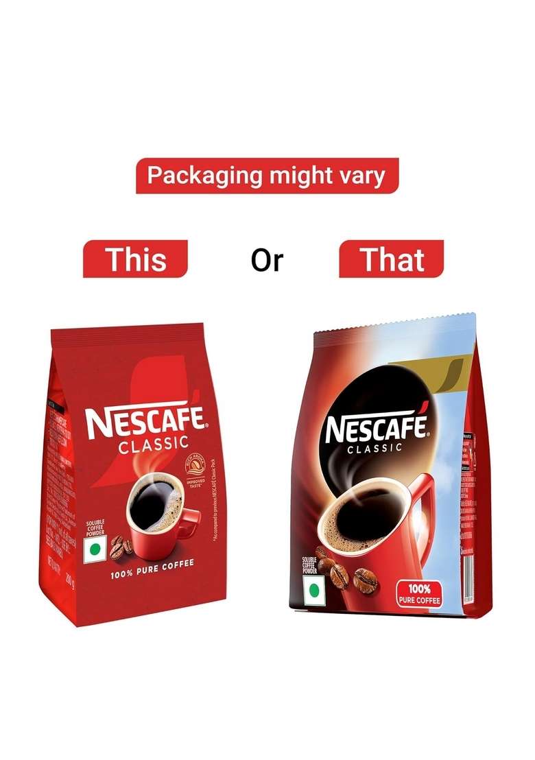 Nescafe Classic Instant Coffee Powder | Great Start To Your Morning 100% Pure 200G Pouch - Indya