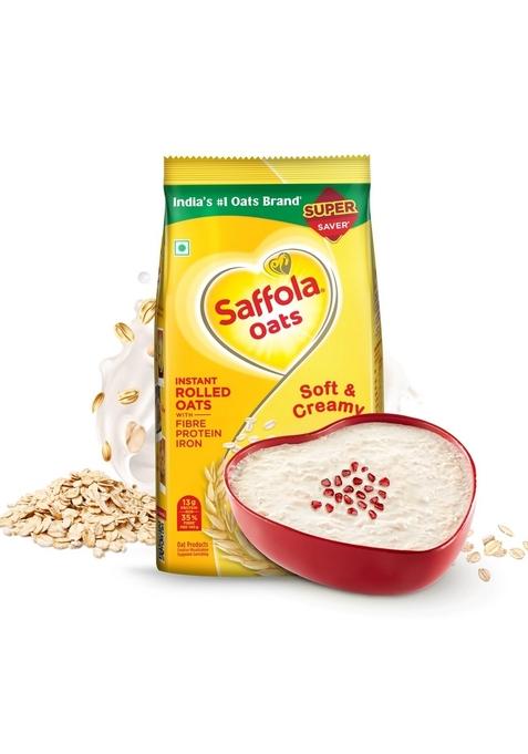 Saffola Oats | Instant Rolled |Soft & Creamy |Power Of Protein, Iron Fibre Nutritious Grain 500G/400+60=460G [Weight May Vary]