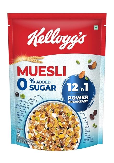 Kellogg'S Muesli 0% Added Sugar 500 G | 12-In-1 Power Breakfast India'S No. 1
