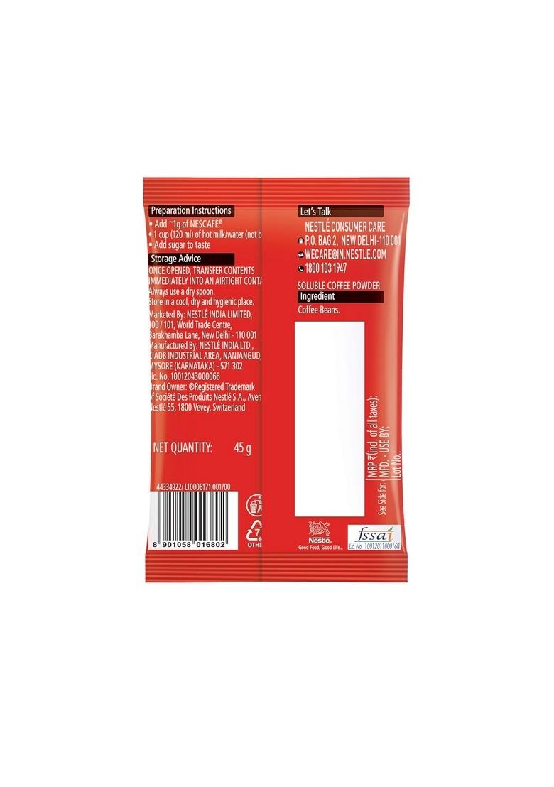 Nestlé Nescafe Classic Instant Coffee Powder | Great Start To Your Morning 100% Pure 45G Pouch