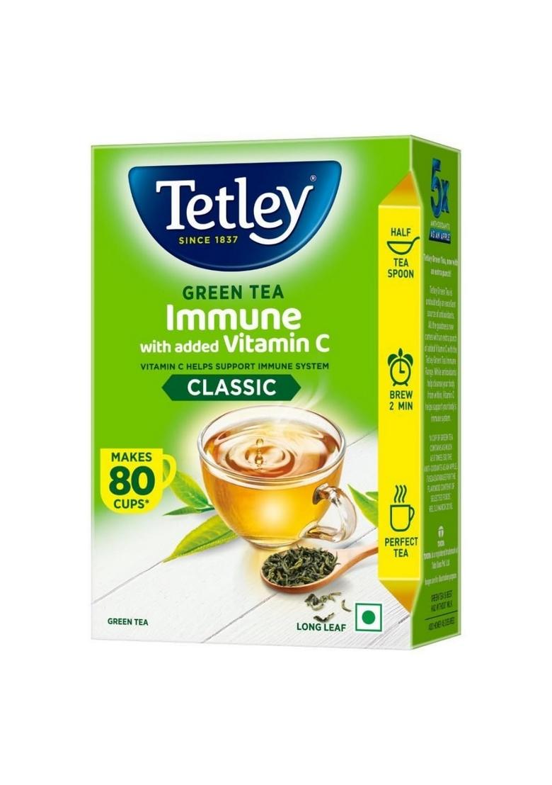 Tetley Loose Green Tea Leaves 100G, Classic Flavour, Immune With Added Vitamin C, Makes 80 Cups, Long Leaf Tea, 5X Antioxidants As An Apple