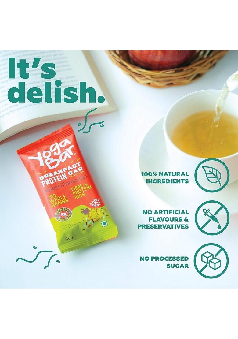 Yogabar Breakfast Bars Variety Pack | Daily Protein Snack High Energy & Nutrition 8G 7G Fibre Of 6 Bar X 45G No Preservatives