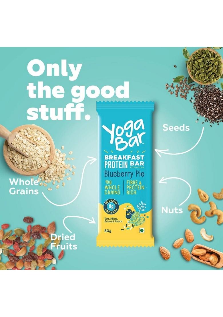 Yogabar Breakfast Bars Variety Pack | Daily Protein Snack High Energy & Nutrition 8G 7G Fibre Of 6 Bar X 45G No Preservatives