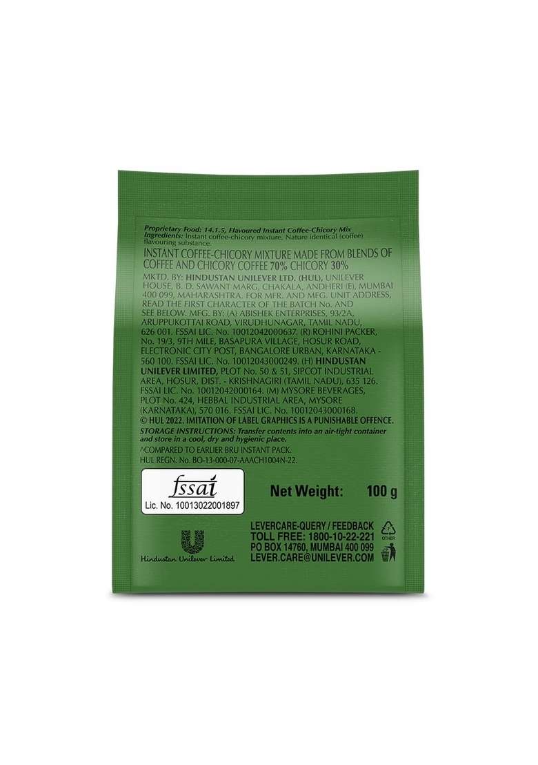 Bru Instant | Aromatic Coffee From South Indian Plantations Premium Blend Of Robusta & Arabica Beans For A Rich Experience Bag, 100G - Indya