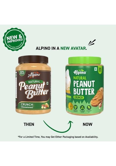 Alpino Natural Peanut Butter Smooth 1Kg – Unsweetened, 100% Roasted Peanuts