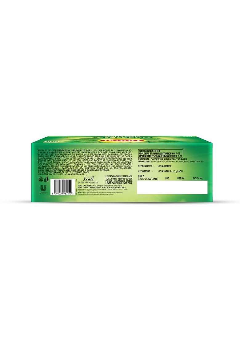 Lipton Clear & Light Green Tea Bags 100 Pcs - Indya