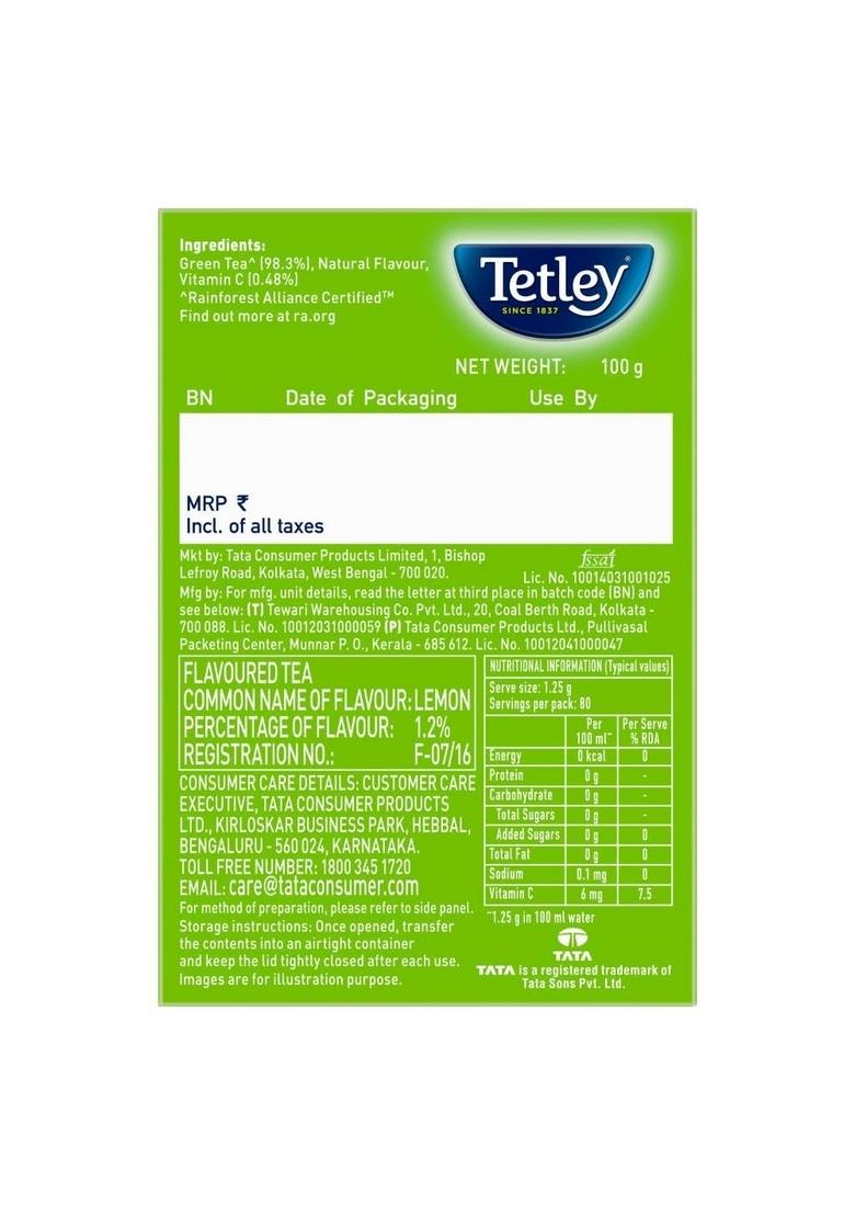 Tetley Long Leaf Green Tea, Lemon, 100G