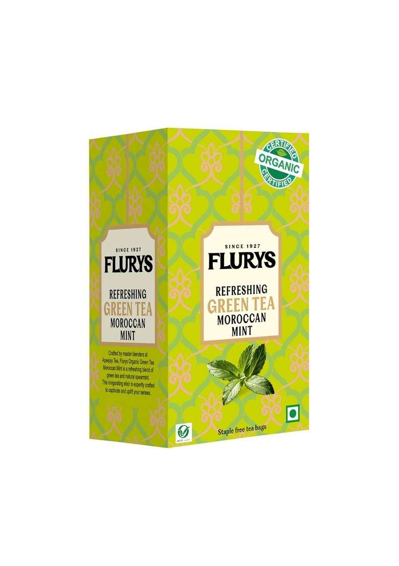 Ty-Phoo Flurys Green Refreshing Organic Moroccan Mint 25 Tea Bags,42.5 Grams,Green - Indya